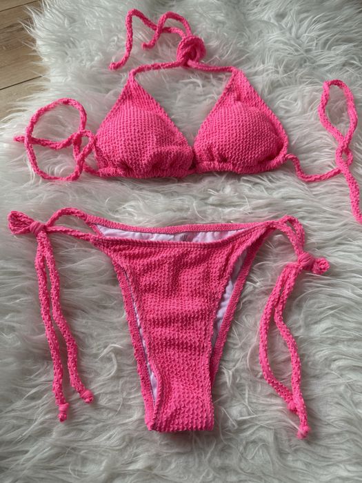 Kostium Stroój kąpielowy dwucześciowy rozowy wiazany nowy S