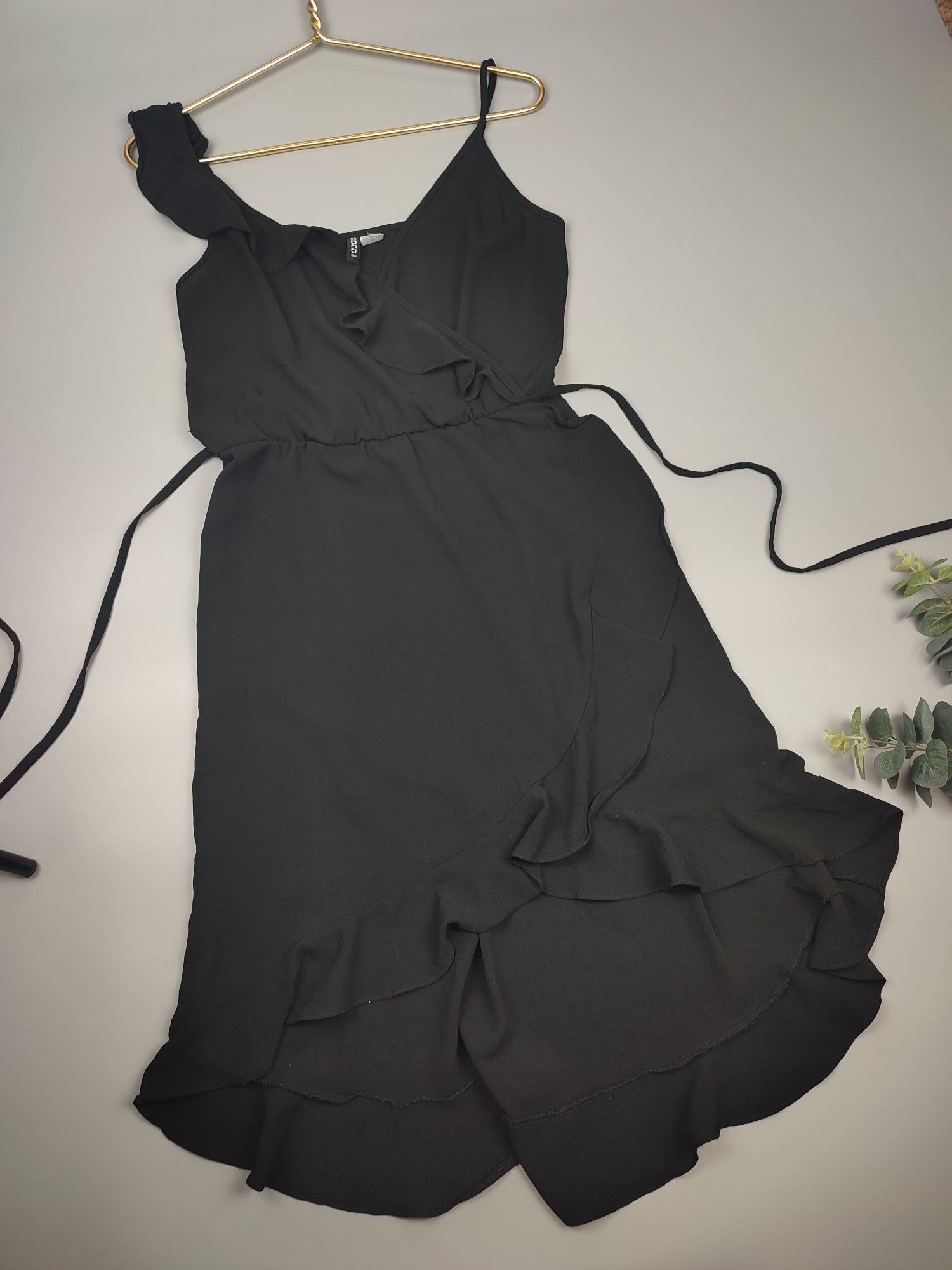 Черное платье на запах, літня сукня на запах, чорне плаття,