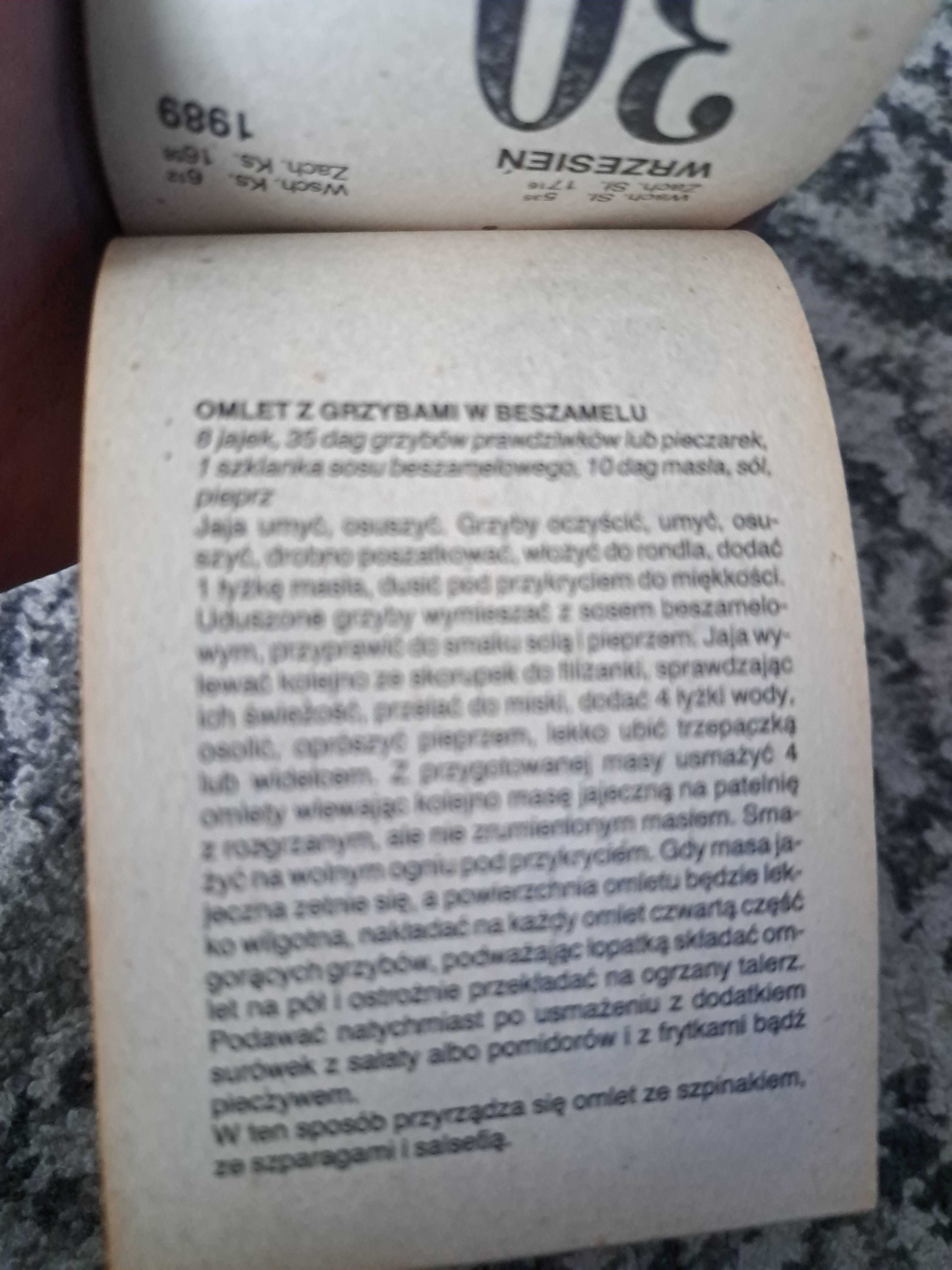 Kalendarz zdzierak 1989 Przepisy kulinarne i porady domowe