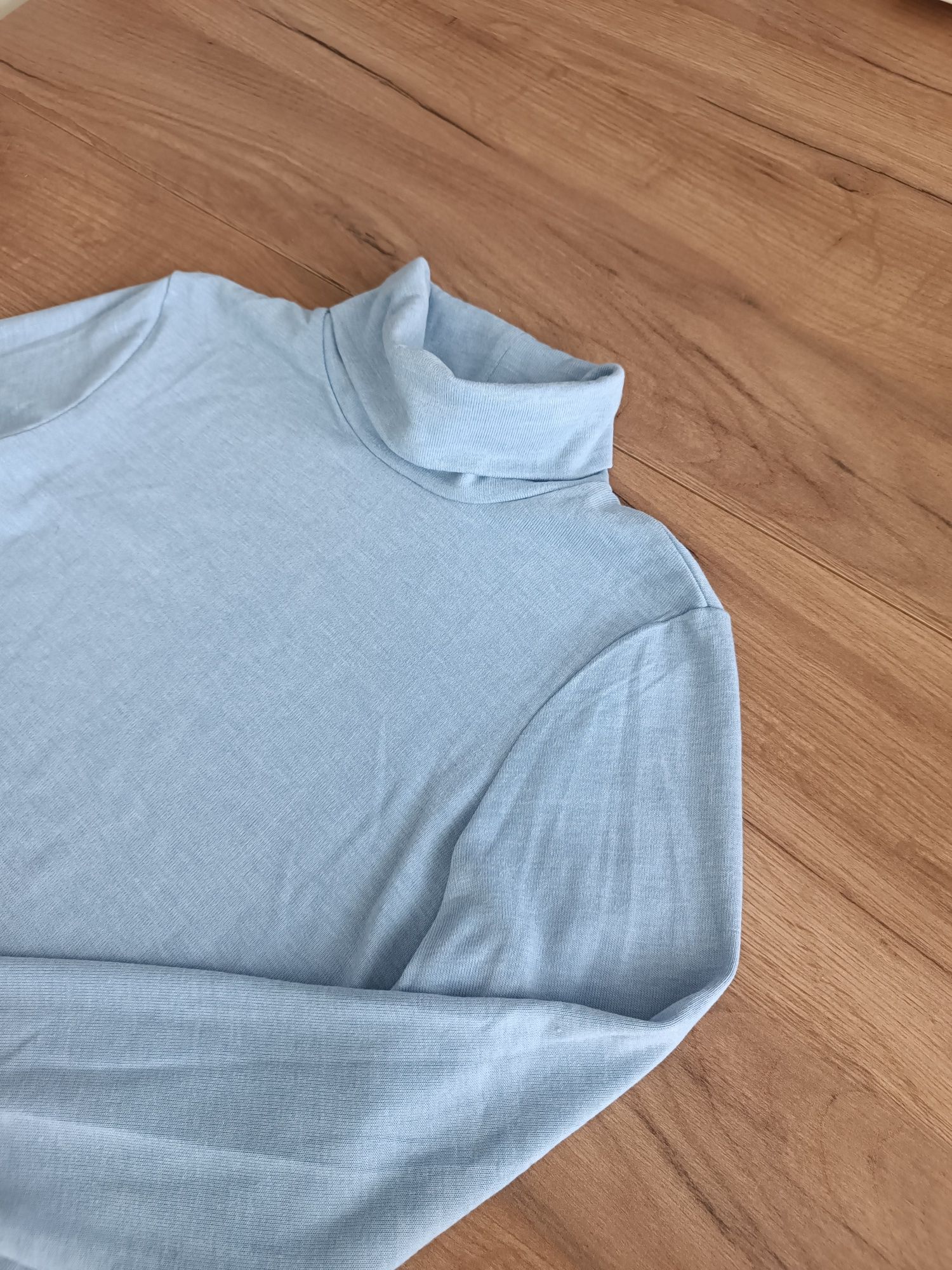 Golf sweter z cieńszego materiału mohito błękitny