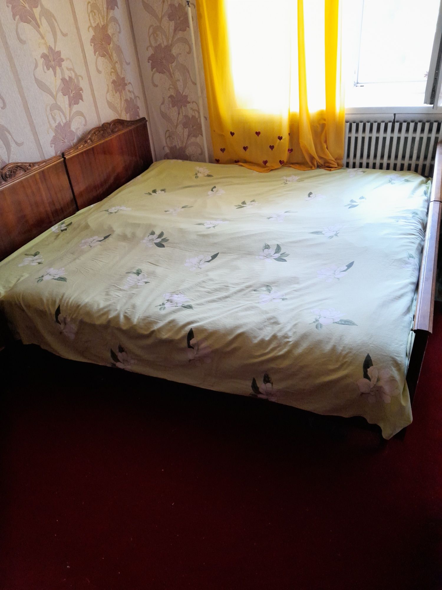 Ліжка для спальні 2 шт з натурального дерева з 2 шт м'якими матрацами