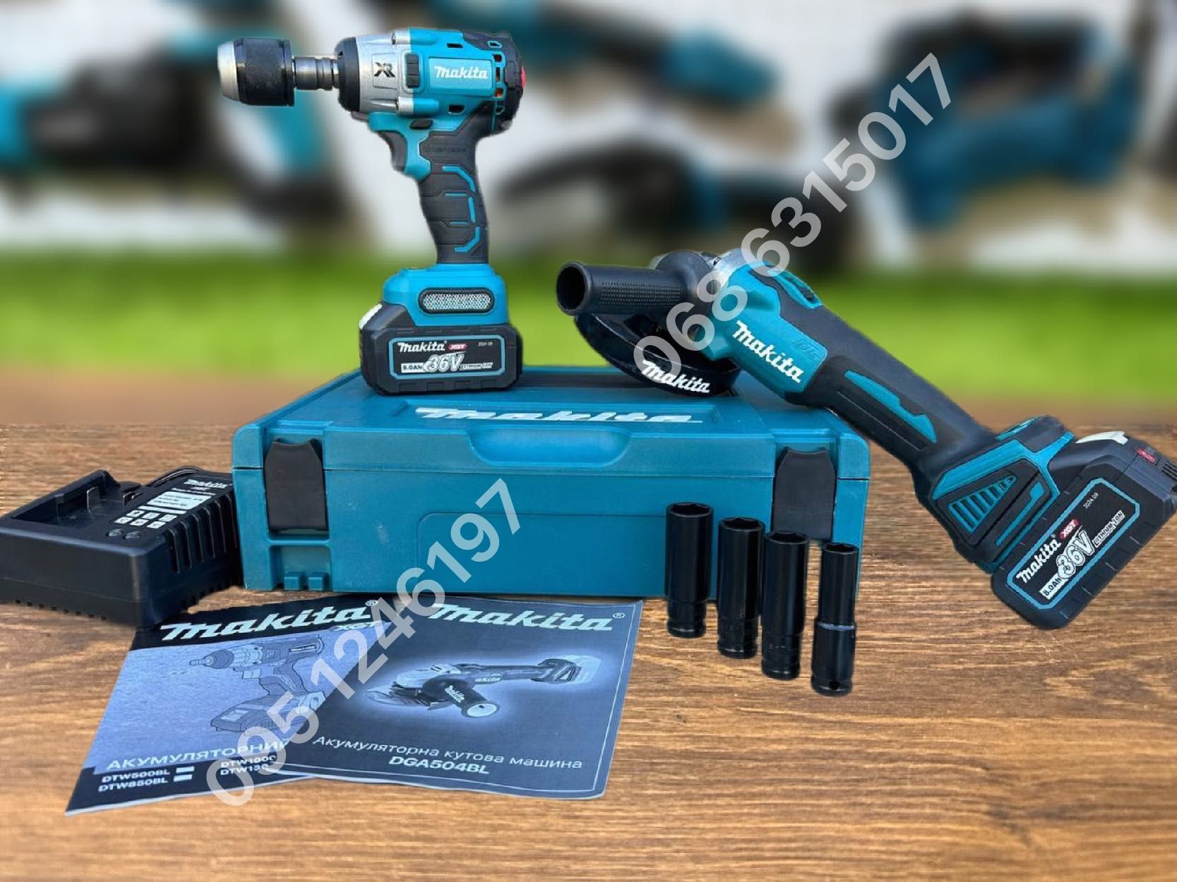 Набор 2/1 Makita Болгарка DGA504BL Гайковерт DTW650BL 2 АКБ 36V 8Ah