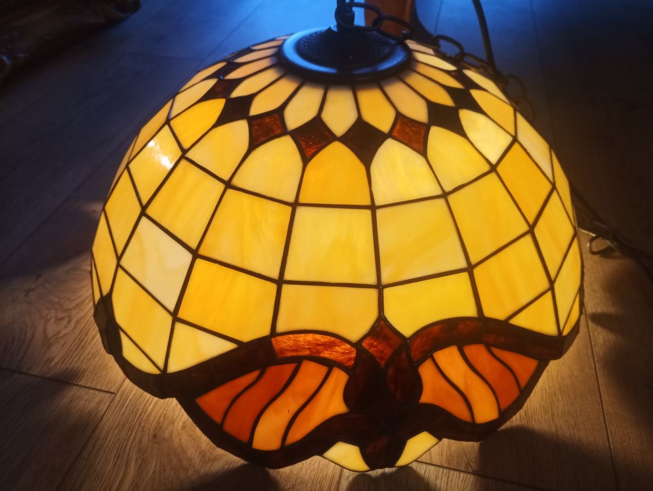 Lampa witrażowa"Tiffany", wisząca, żyrandol