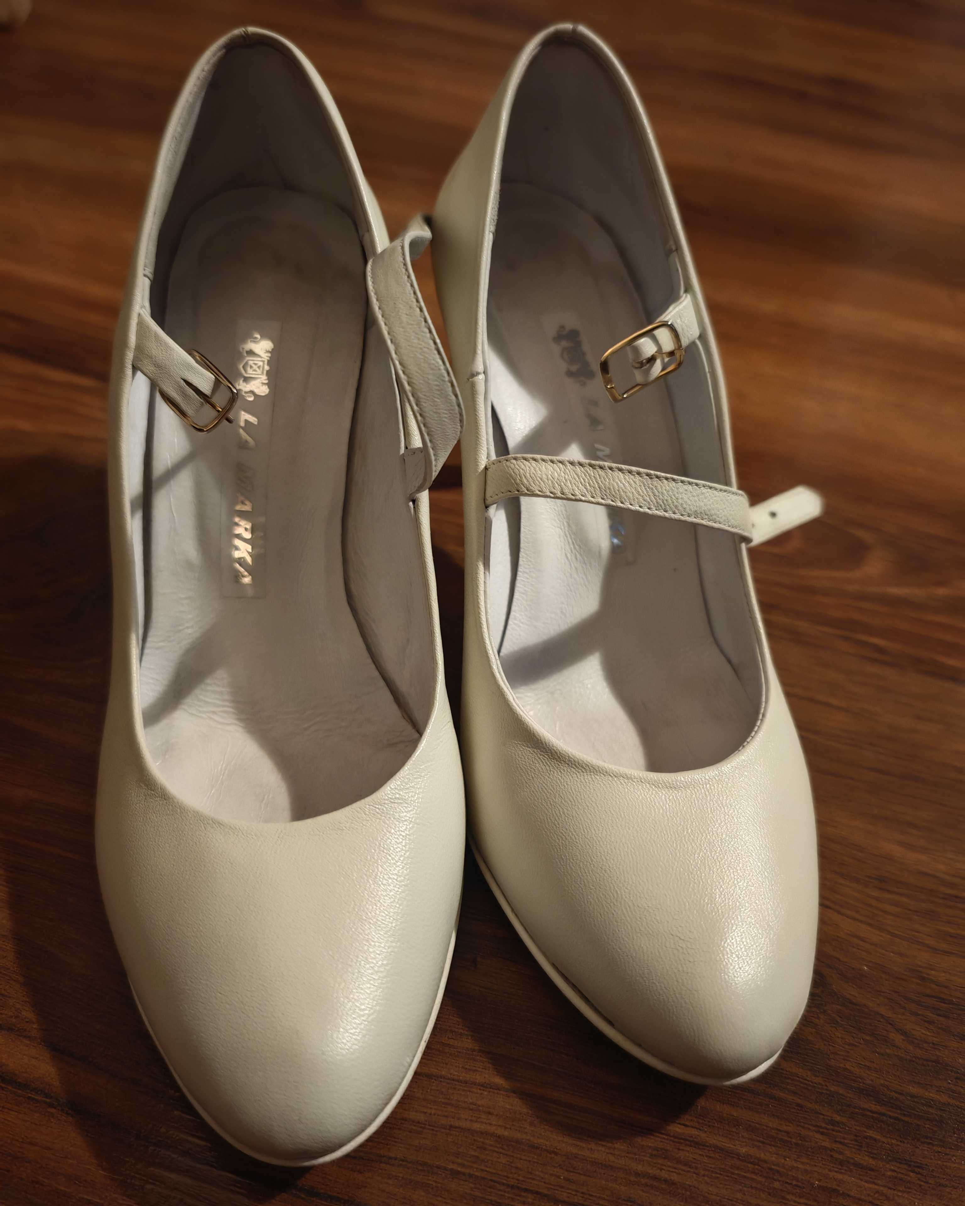Buty ślubne, białe, skóra, r 36