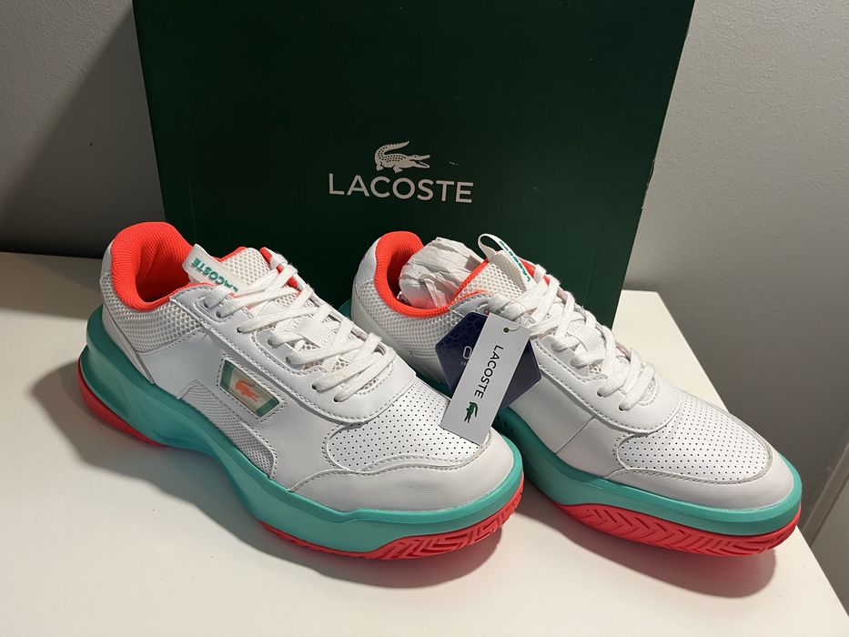 Oryginalne buty meskie sneakersy Lacoste sportowe skorzane biale 44