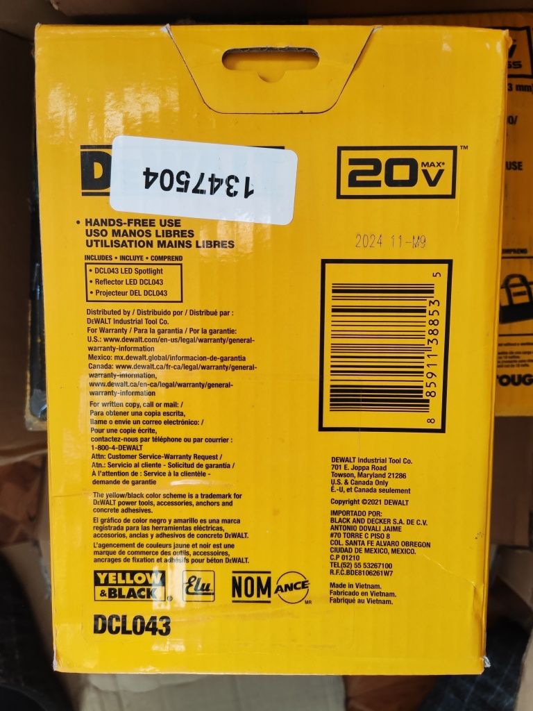 Ліхтар Світлодіодний акумуляторний DeWalt DCL043 із США,
