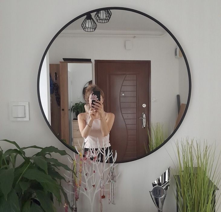 lustro okrągłe w metalowej ramie 70 cm łazienka salon arventa style