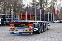 Budowlanka DMC 45 TON, zamki kontenerowe, MOCNA!!!  NACZEPA 13.600 mm - z placu! Drewno twarde, zderzak pneumatyczny!
