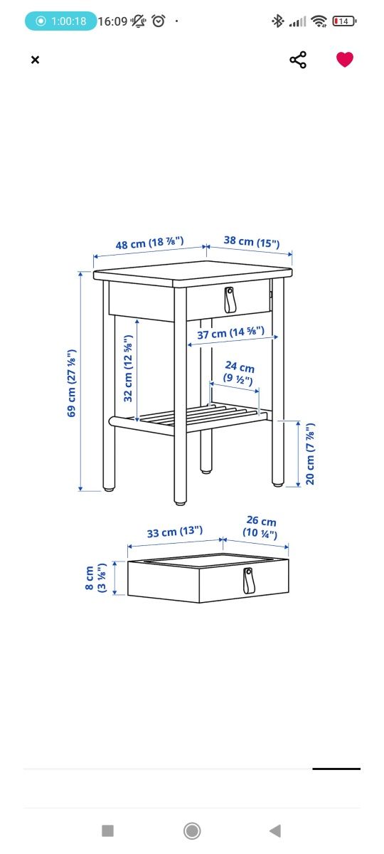 Szafka nocna Bjorksnas Ikea