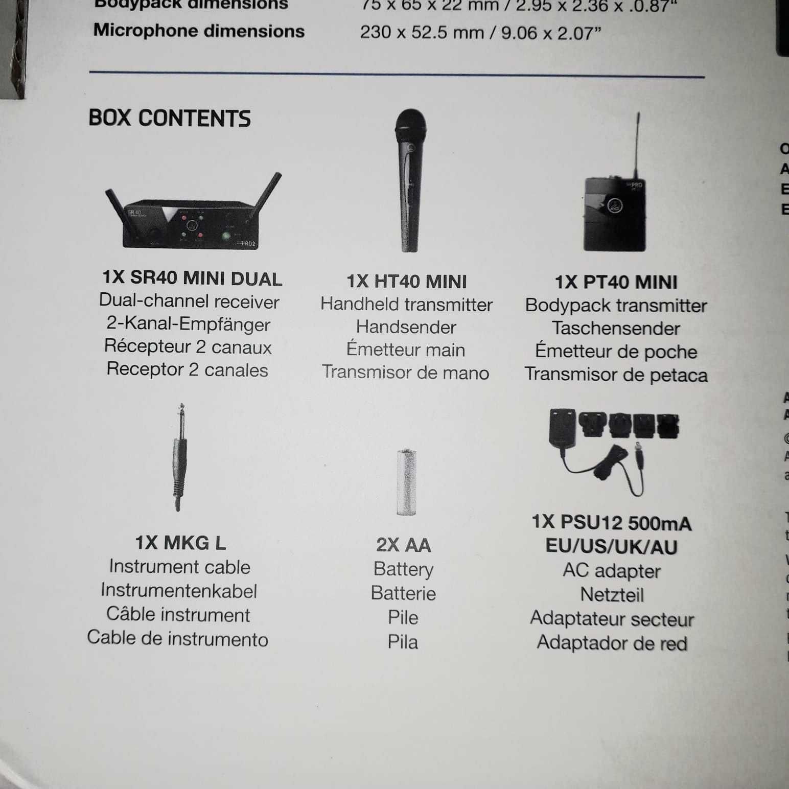 Microfone AKG SR 40 Mini DUAL Pro WMS40 MIni Dual Mixed Set