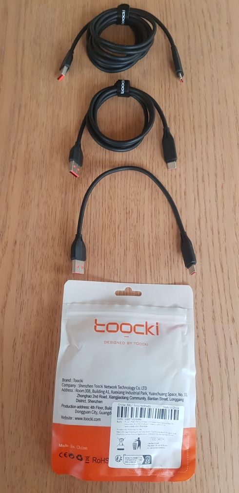 TOOCKI Kable 3 sztuki 100Wat USB na USB C 2, 1 i 0.25 metra.