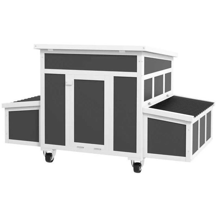 Galinheiro de Madeira para 6 galinhas - 147x93,5x89,5 cm - Cinzento