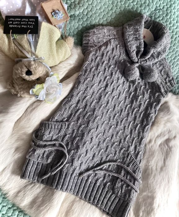 Wełniana ciepła tunika, ocieplacz dla dziewczynki