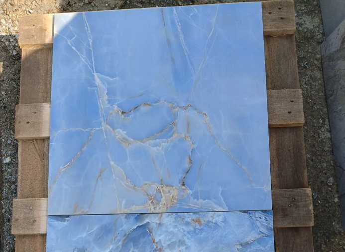 Матовая Голубая Плитка на Пол и Стены Onyx Blue 600х600 мм
