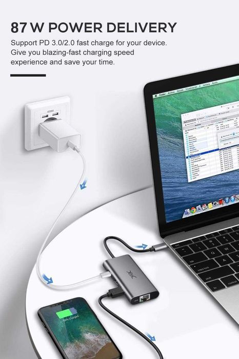 YXwin adapter - koncentrator USB C, USB C do HDMI 4K, 6 w 1