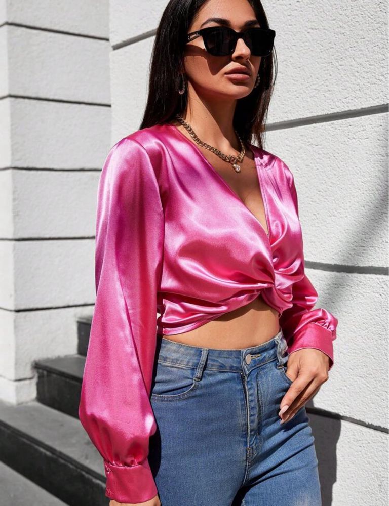 Camisa rosa setim