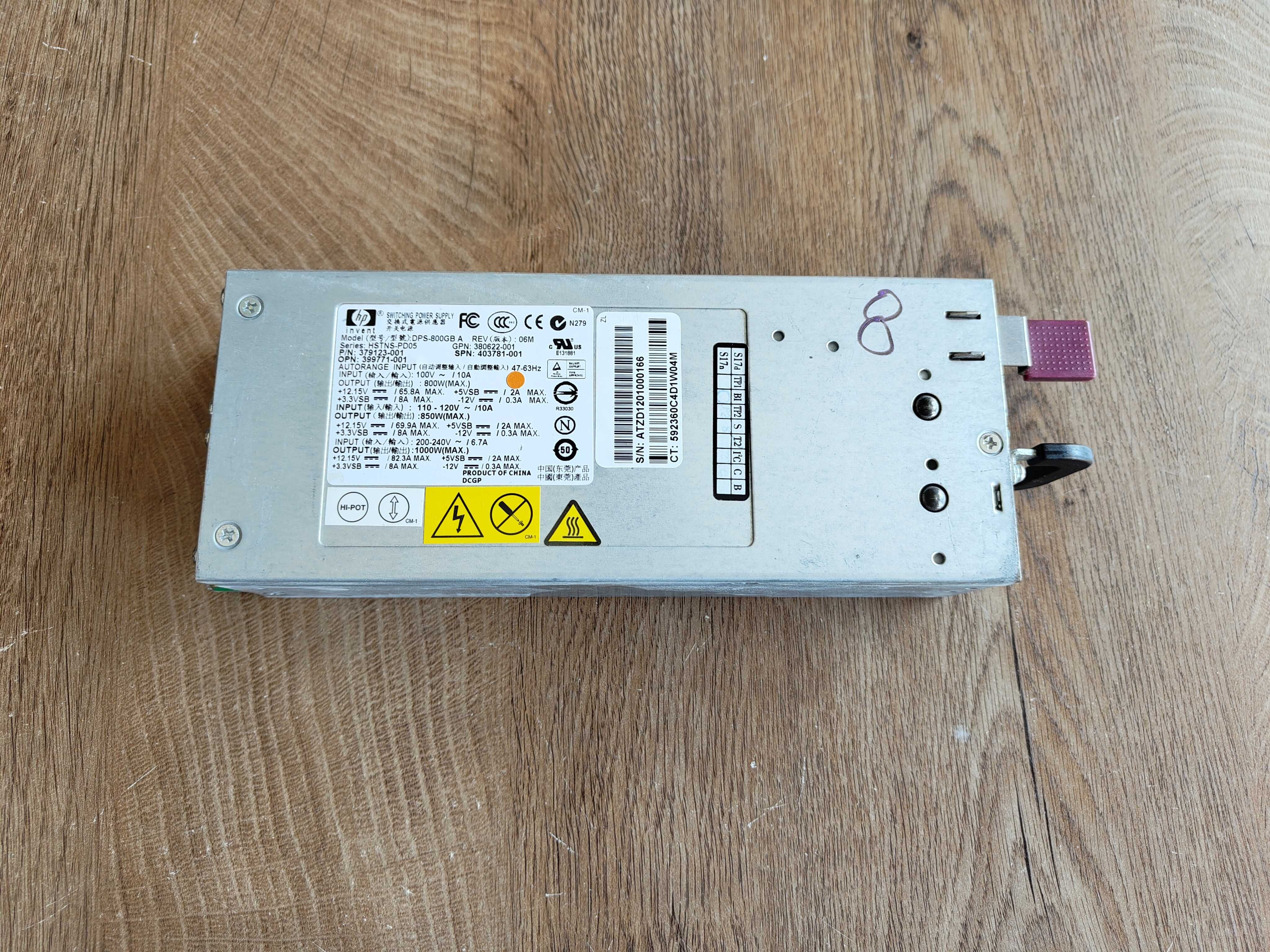 Zasilacz HP DPS-800GBA – 800W – do serwerów i urządzeń IT