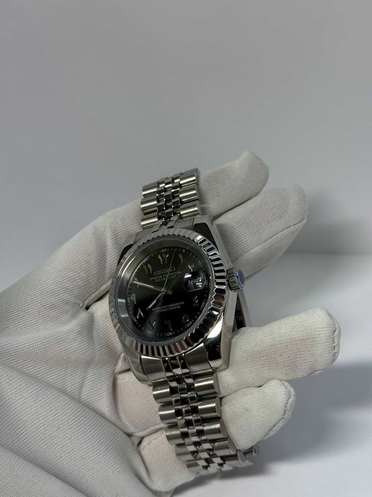 Zegarek Seiko Mod Datejust Arabic Black Czarny Custom Watch