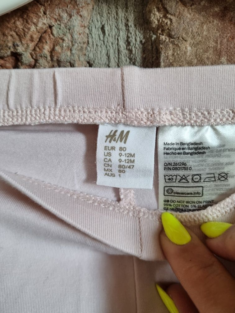 Różowe legginsy w zajączki * H&M