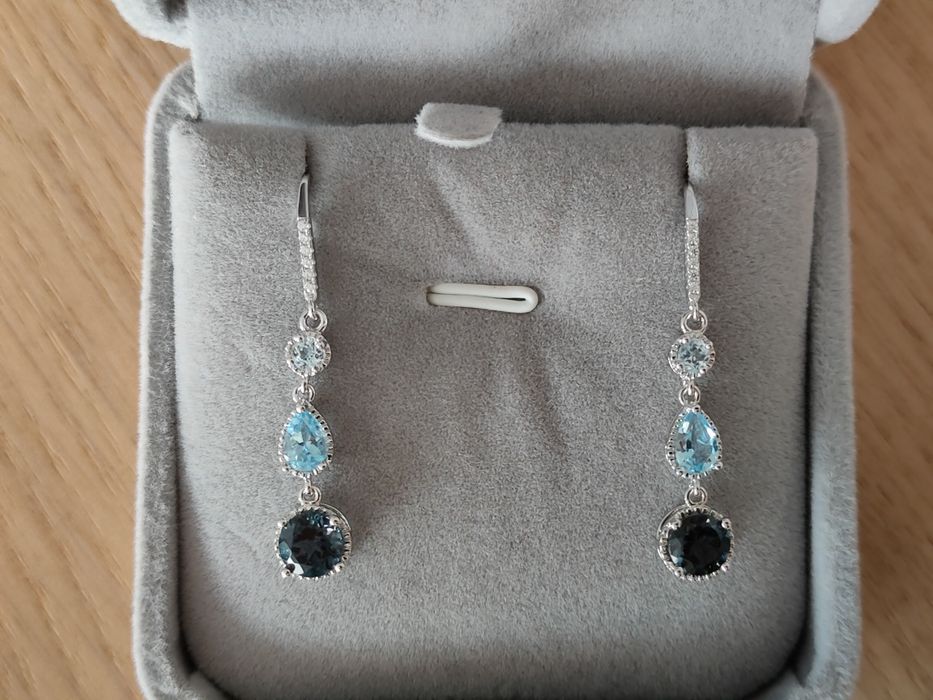 Kolczyki srebro 925 z naturalnym topazem i fluorytem