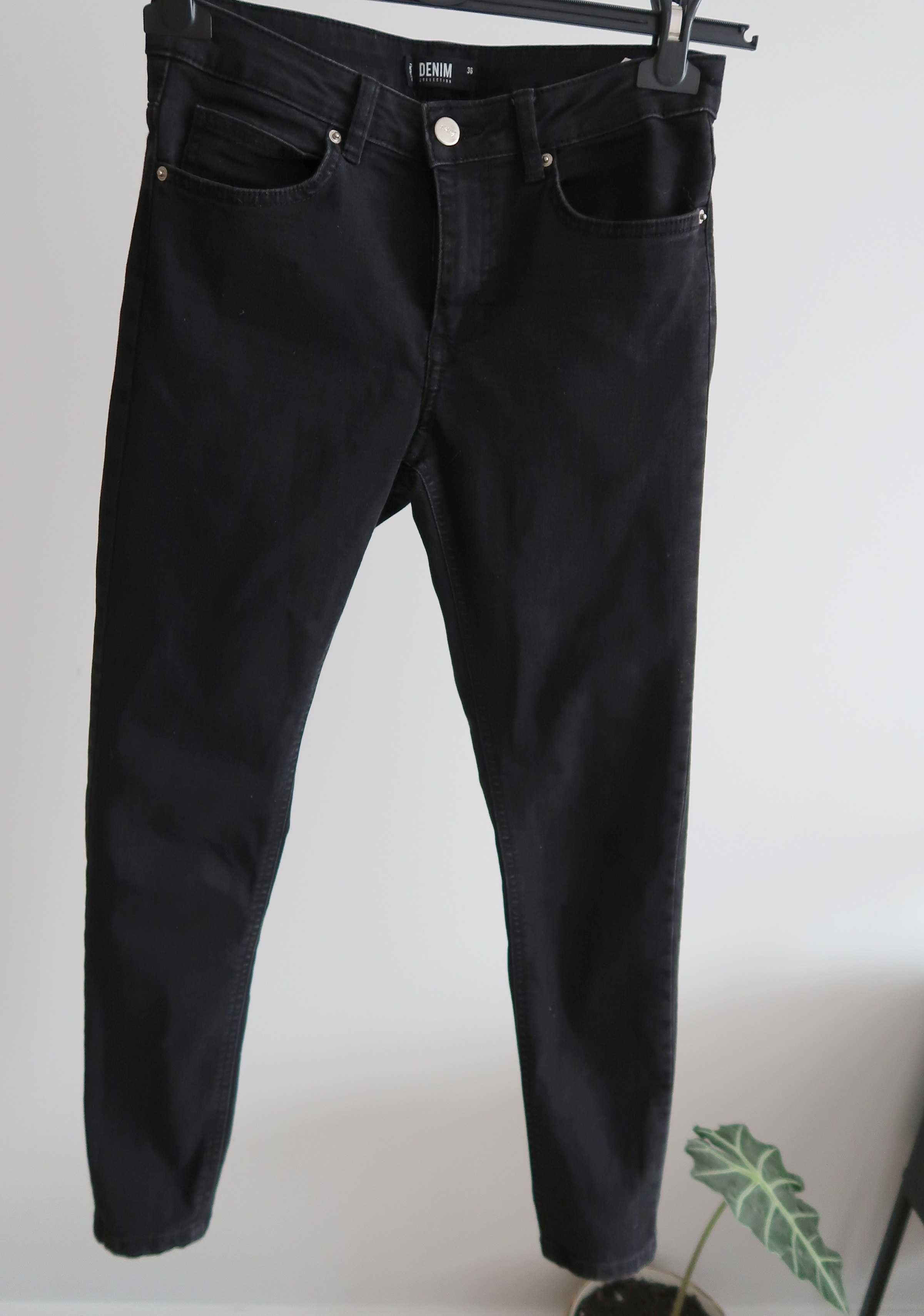 Czarne jeansy rurki Sinsay 36 klasyczne skinny