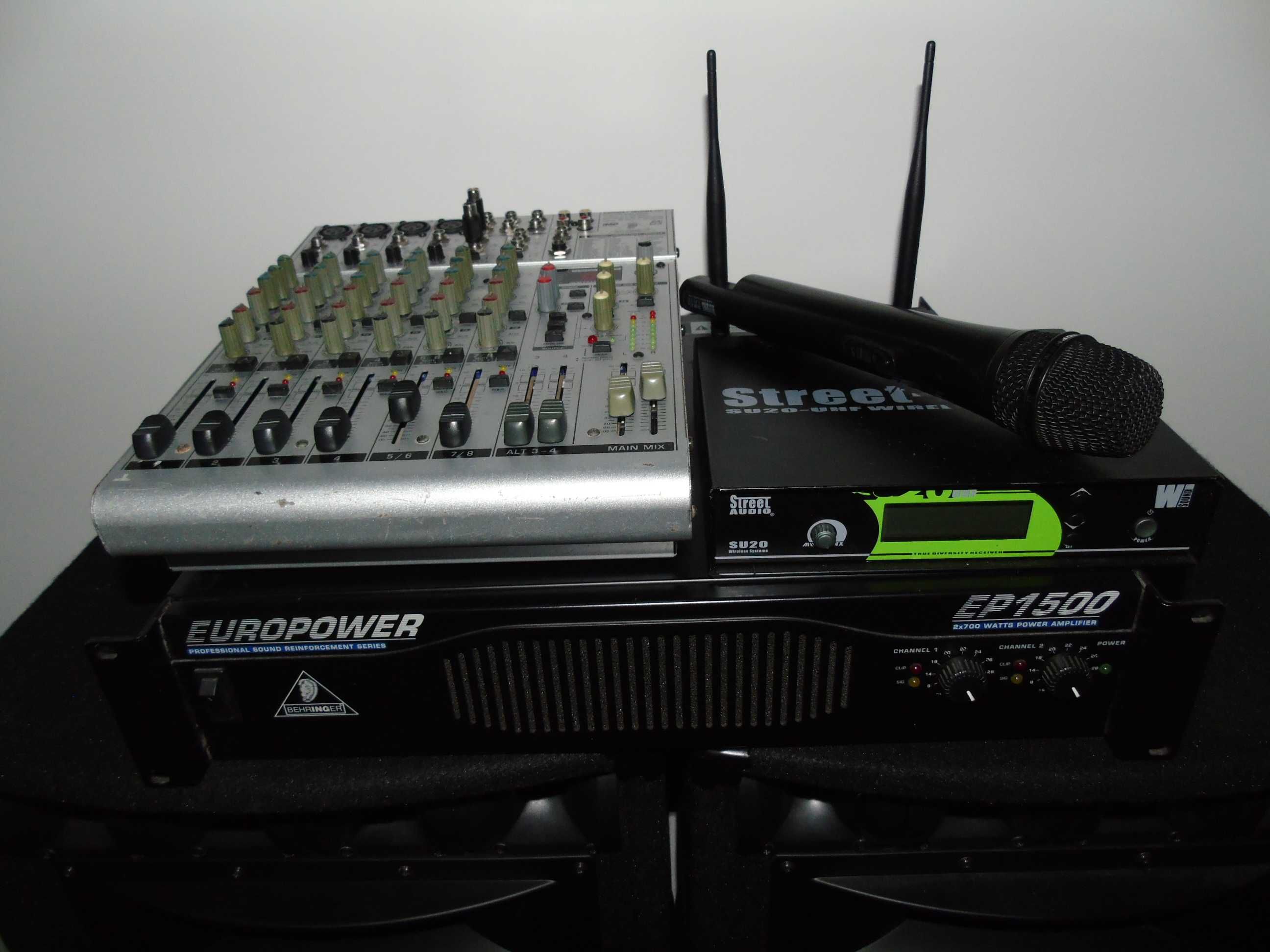 Nagłośnienie końcówka mocy Behringer EP1500 kolumny mikser