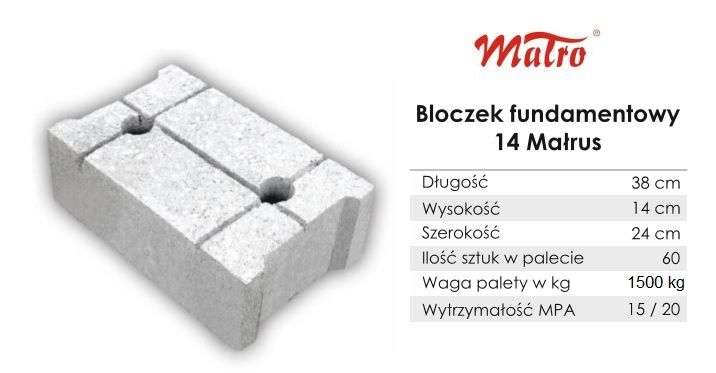 Bloczki betonowe fundamentowe Małrus bloczek betonowy fundamentowy