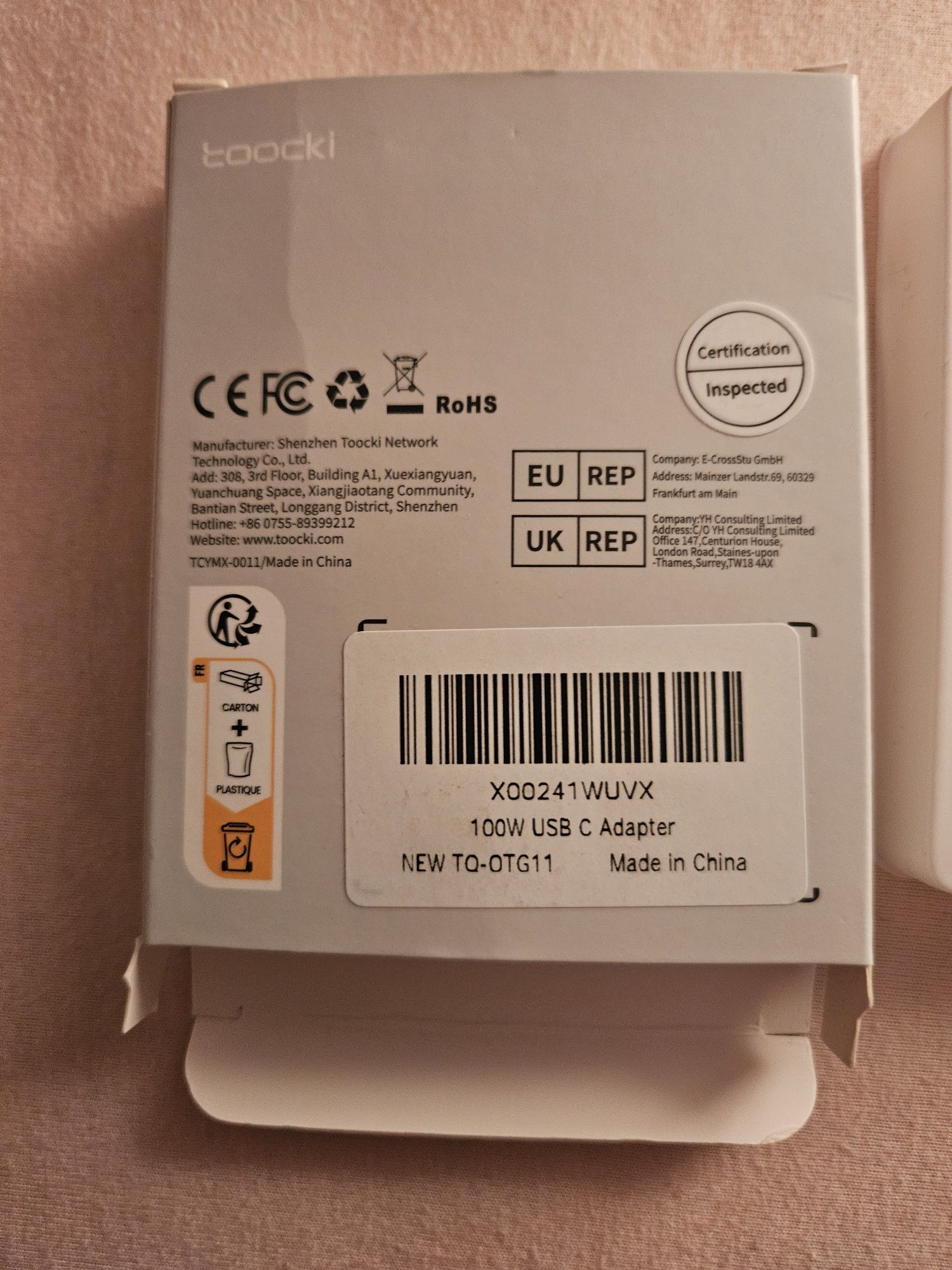Toocki adapter usb c to usb c 100w