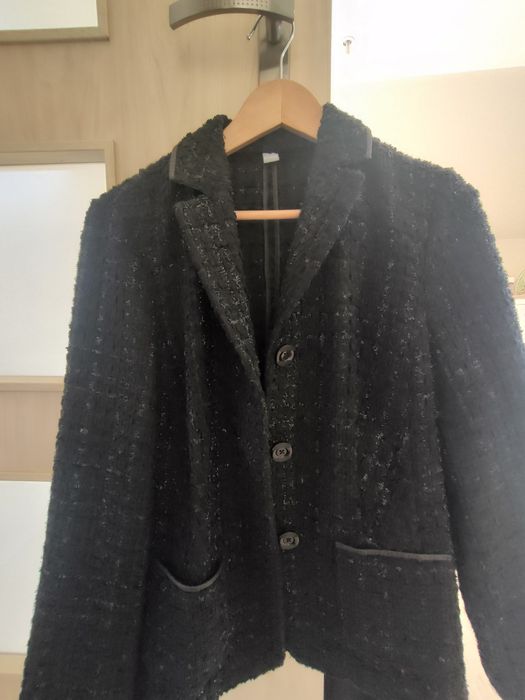 Czarny żakiet płaszcz w stylu Chanel