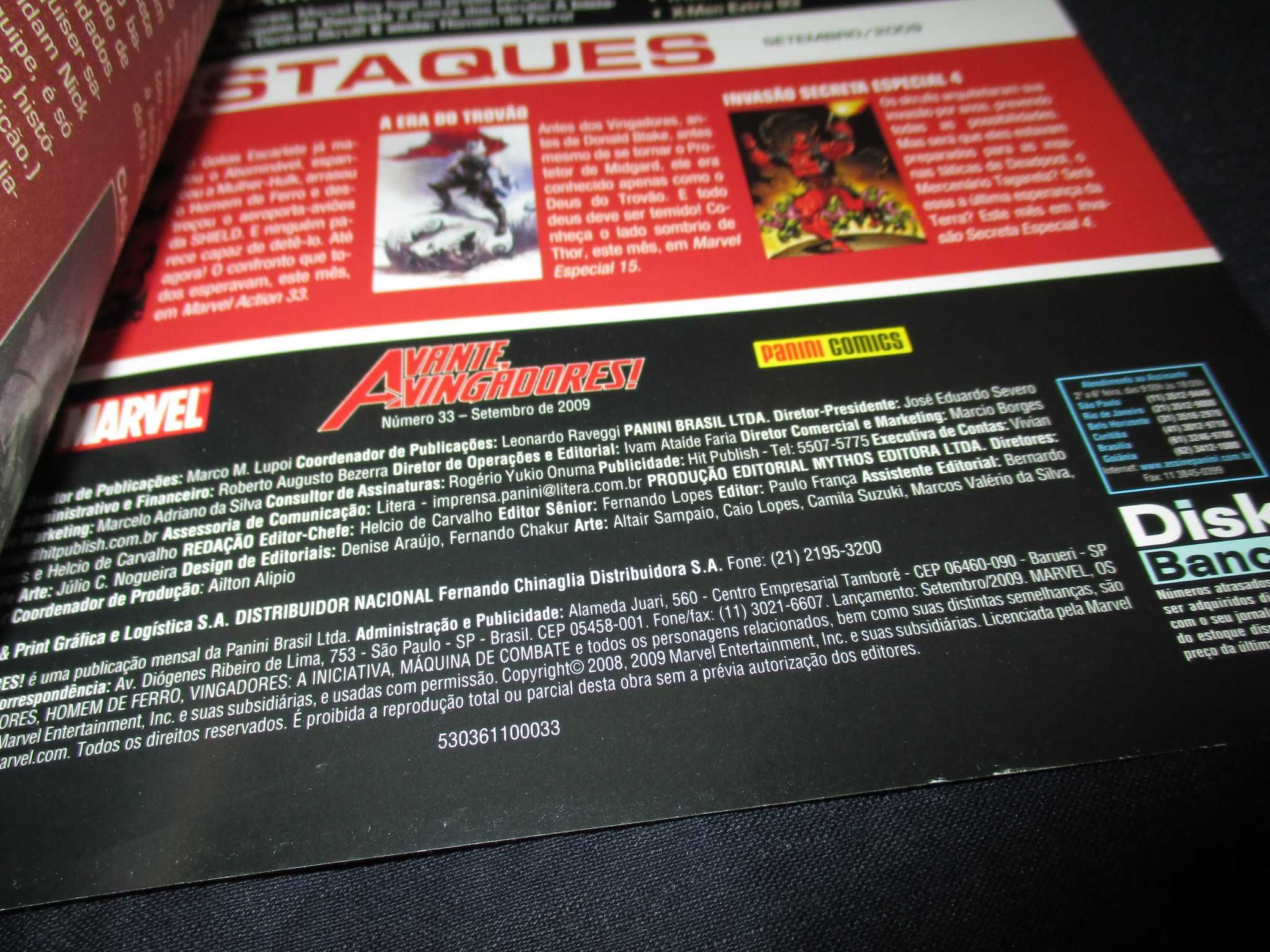 Livros Avante Vingadores Invasão Secreta 1ª série Marvel Comics Panini