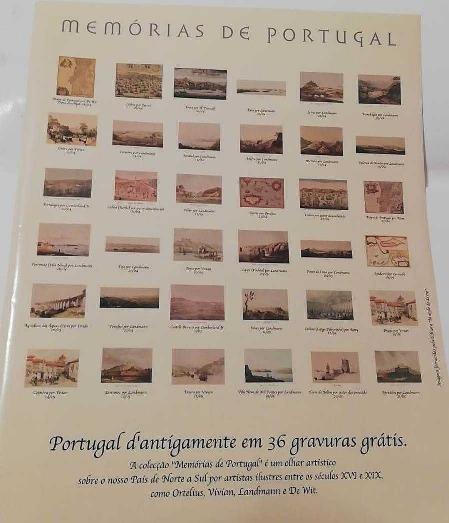 Conjunto de 36 gravuras antigas de Portugal