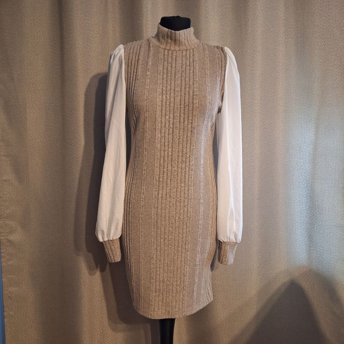 Sweterkowa sukienka L 40 XL 42 elegancki długi rękaw