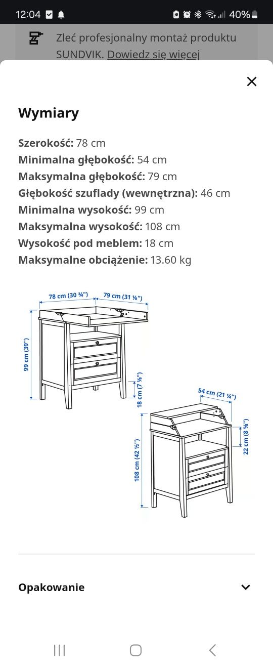 Komoda przewijak sundvik