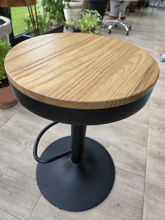 3 hokery regulowane, dąb, czarny metal