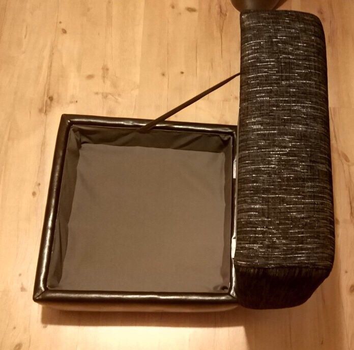 Pufa, siedzisko czarne kwadratowe ze schowkiem