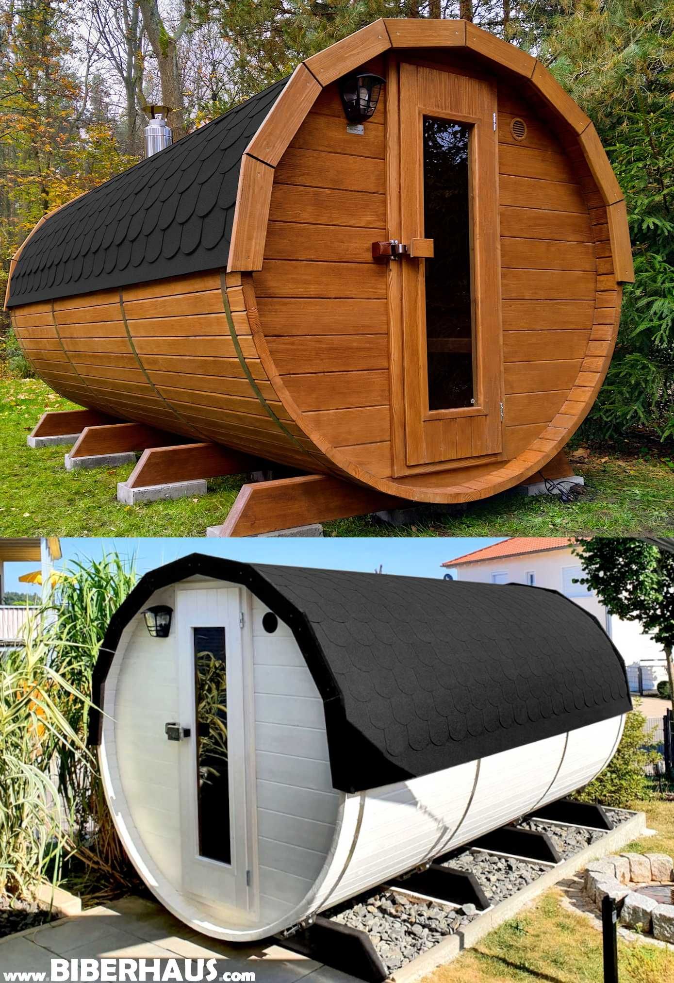 SAUNA Ogrodowa 400 cm + PRZEBIERALNIA + GRATIS Beczka 500L + Akcesoria