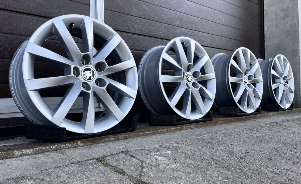 4x felgi aluminiowe 5x100 r16 et38 6J Alufelgi Skoda 16” Oryginalne