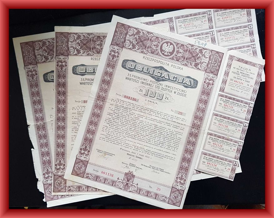 Obligacja 3% premjowej pożyczki inwestycyjnej 100zł w złocie II emisja