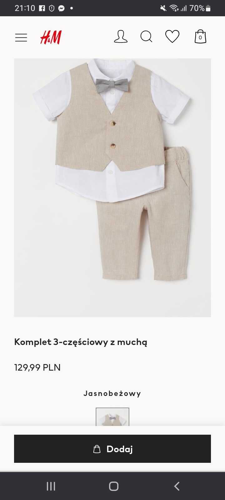 Komplet 3 częściowy lniano-bawełniany H&M dla chłopca rozm. 68