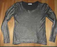H&M błyszcząca, złota bluzka, lekki sweterek, XS,34, 158/164