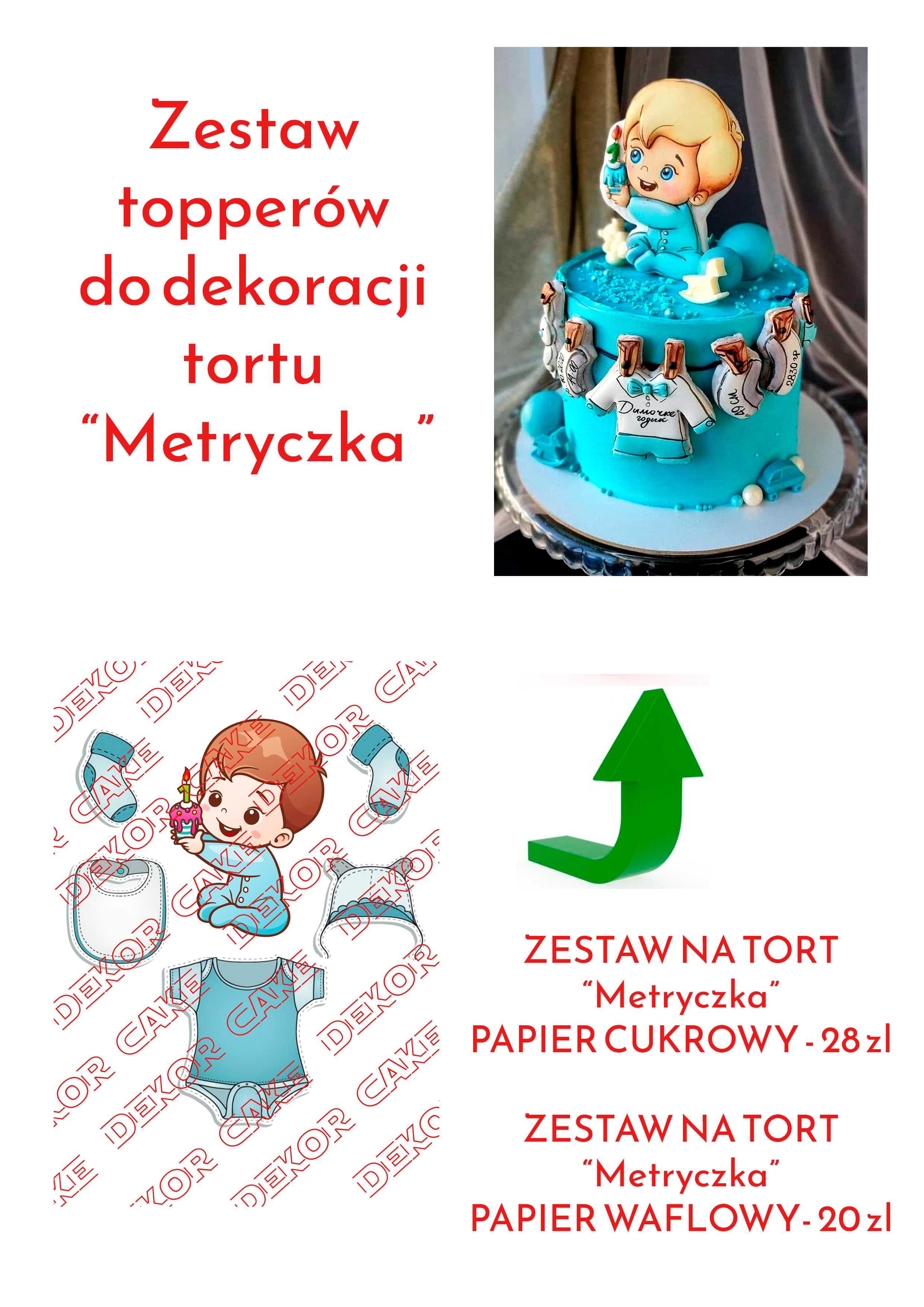 Zestaw dekoracyjny na tort "Metryczka" (cukrowy)