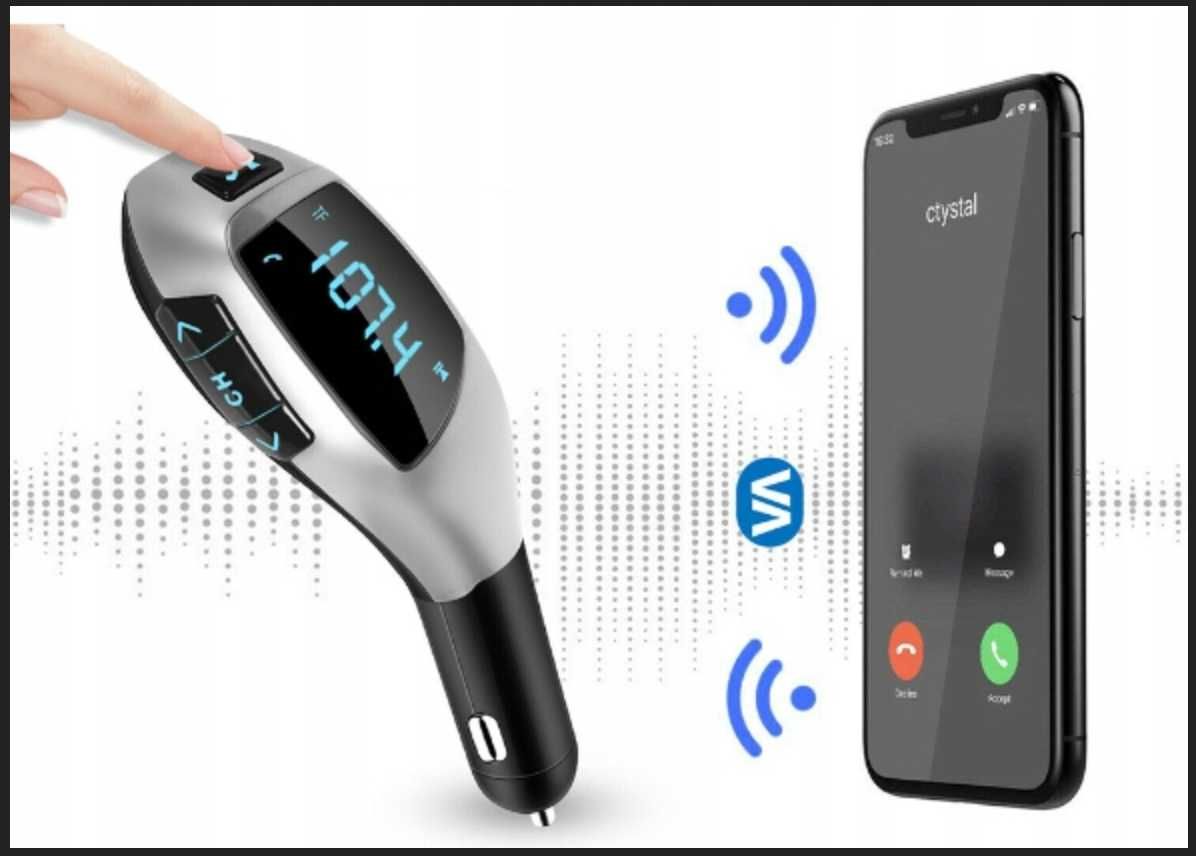 transmiter bluetooth audio mp3 bt sd tf szybka ładowarka usb radio fm