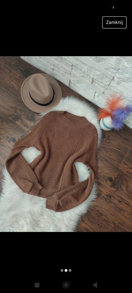 Primark Boho sweterek Bohemian bufiaste rękawki rozmiar S M