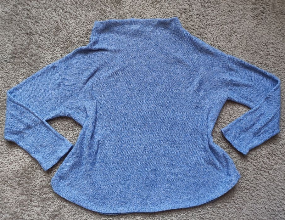 Sweter niebieski że stójką, półgolf, Basic, wygodny, zima, wiosna, Old