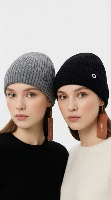 Шапка жіноча Loro Piana сіра чорна нова