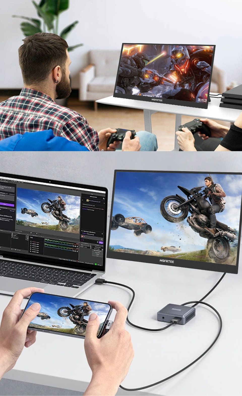 16' Портативний монітор сенсорний ноутбук телефон PC