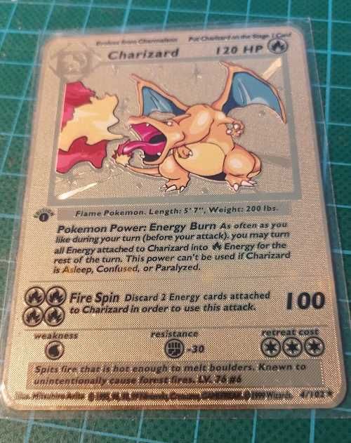 Cartas Pokemon metal douradas - Venusaur Charizard Blastoise