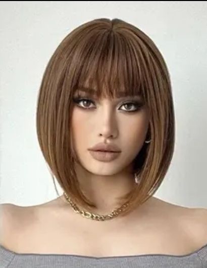 Peruka bob kasztan brąz