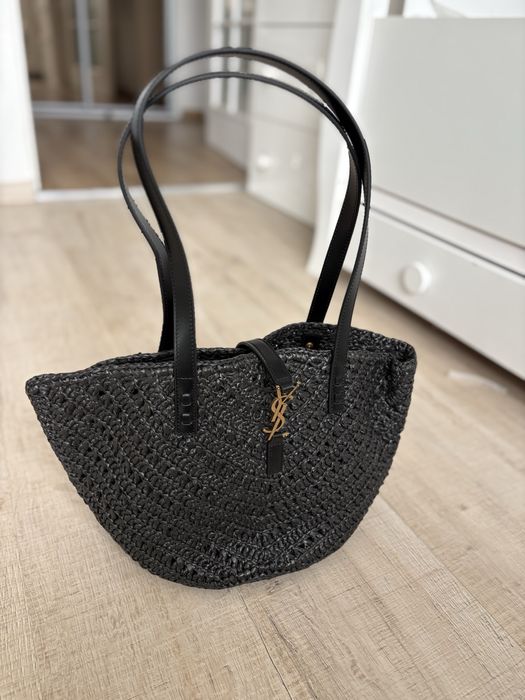 Torebka czarna koszyk wiklinowy YSL