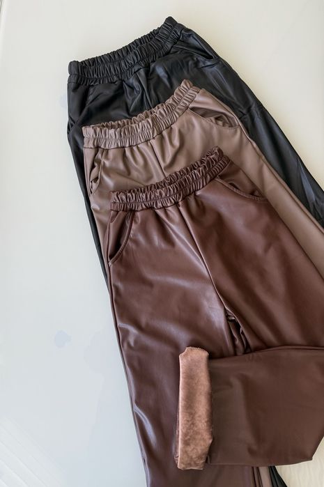 Утеплені Штани Палаццо Екошкіра на Велюрі